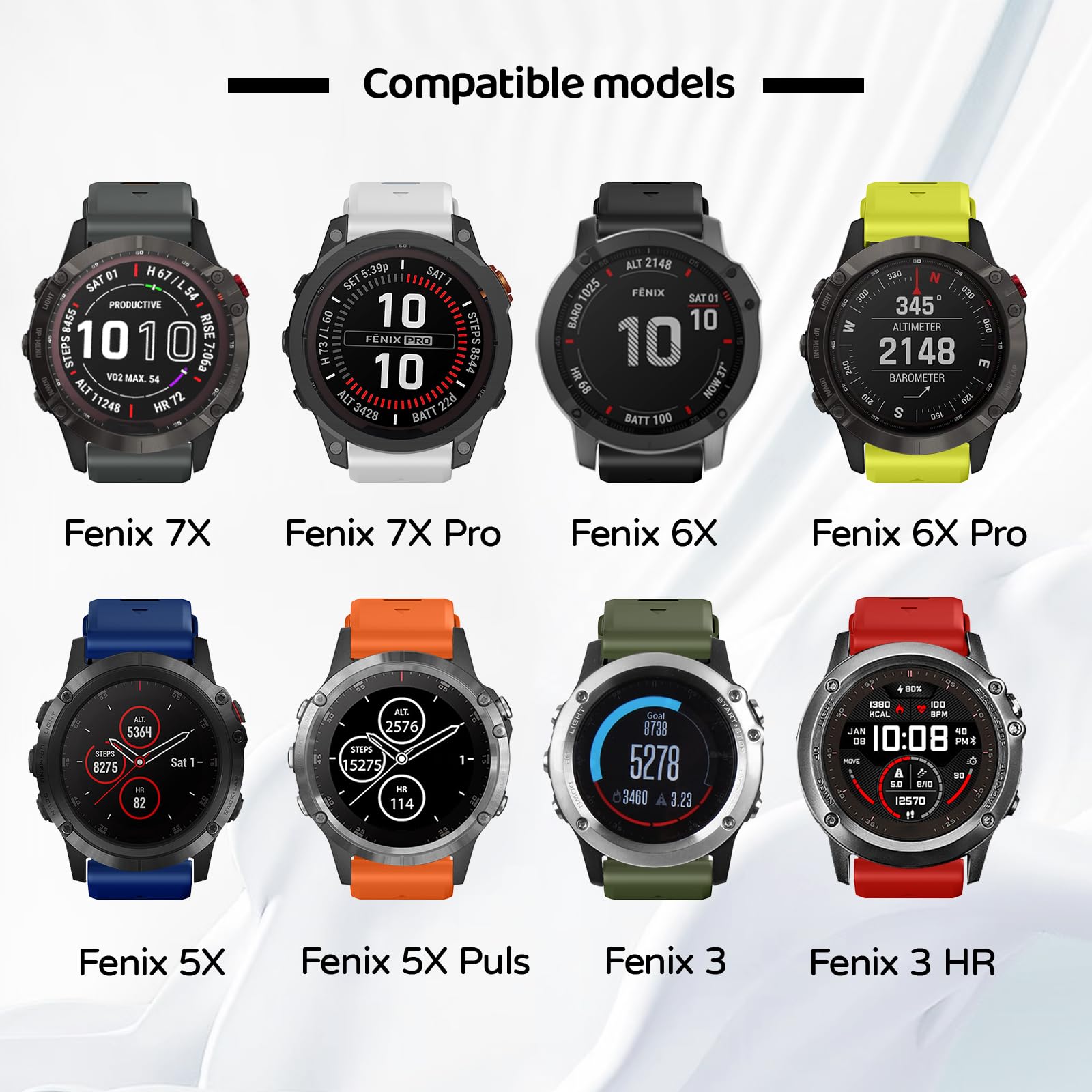 Pasek do zegarka Garmin Fenix 7X Pro / Fenix 7X / Fenix 6X Pro / Fenix 6X / Fenix 5X / Fenix 3, 26 mm silikonowy pasek zastępczy do Garmin Epix Pro 51 mm/TACTIX 7