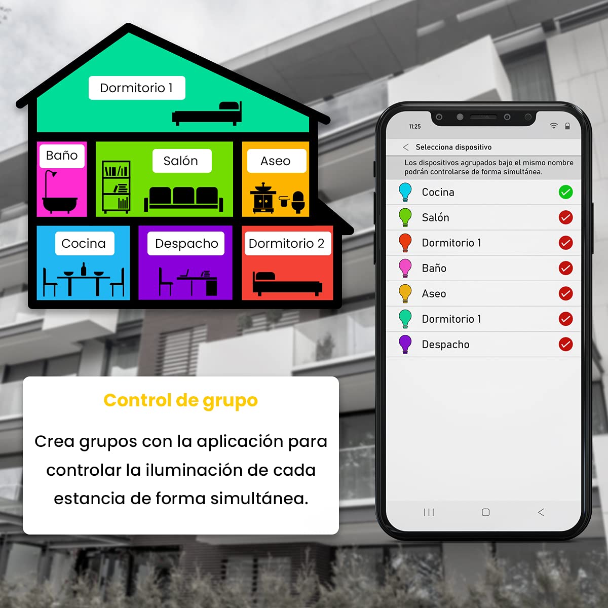 PRENDELUZ Intelligente Kerzenlampe, RGB, 5,5 W, E14, Smart Kerzenlampe, 4er-Pack