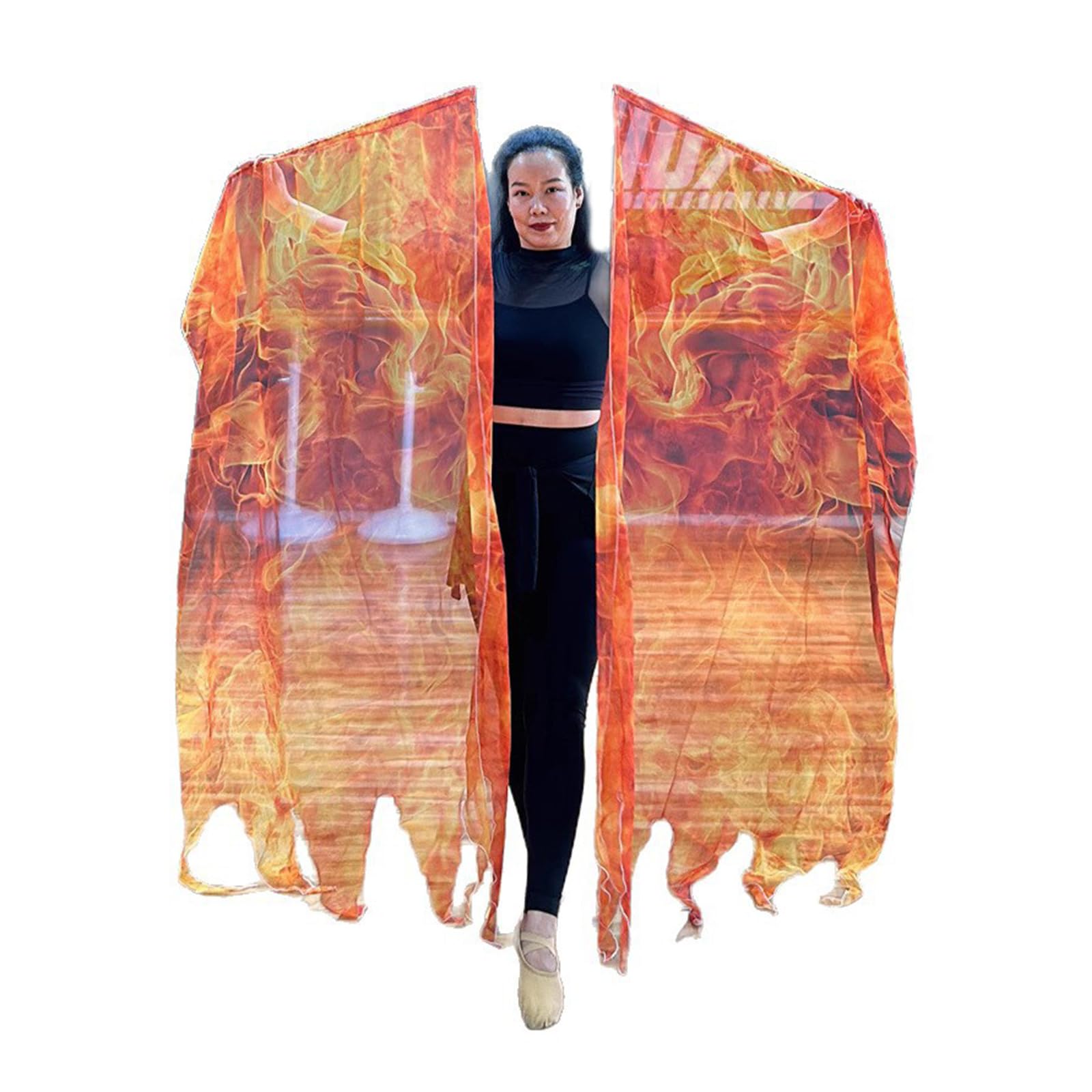 HDOYTXXM 2Pcs Praise Dance Flags Flame Wing Worship with Scalable Rod for Enduring Worship with Scalable Rod