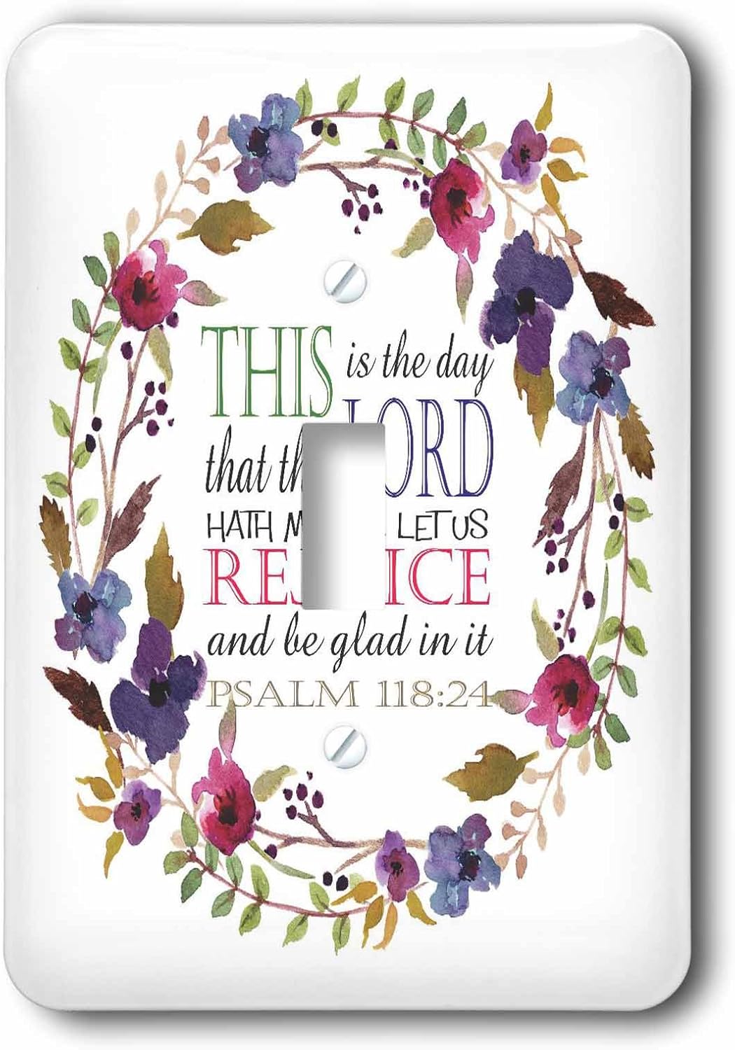 3dRose Psalm 118 Floral Wreath This is the Day the Lord Has Made single toggle switch
