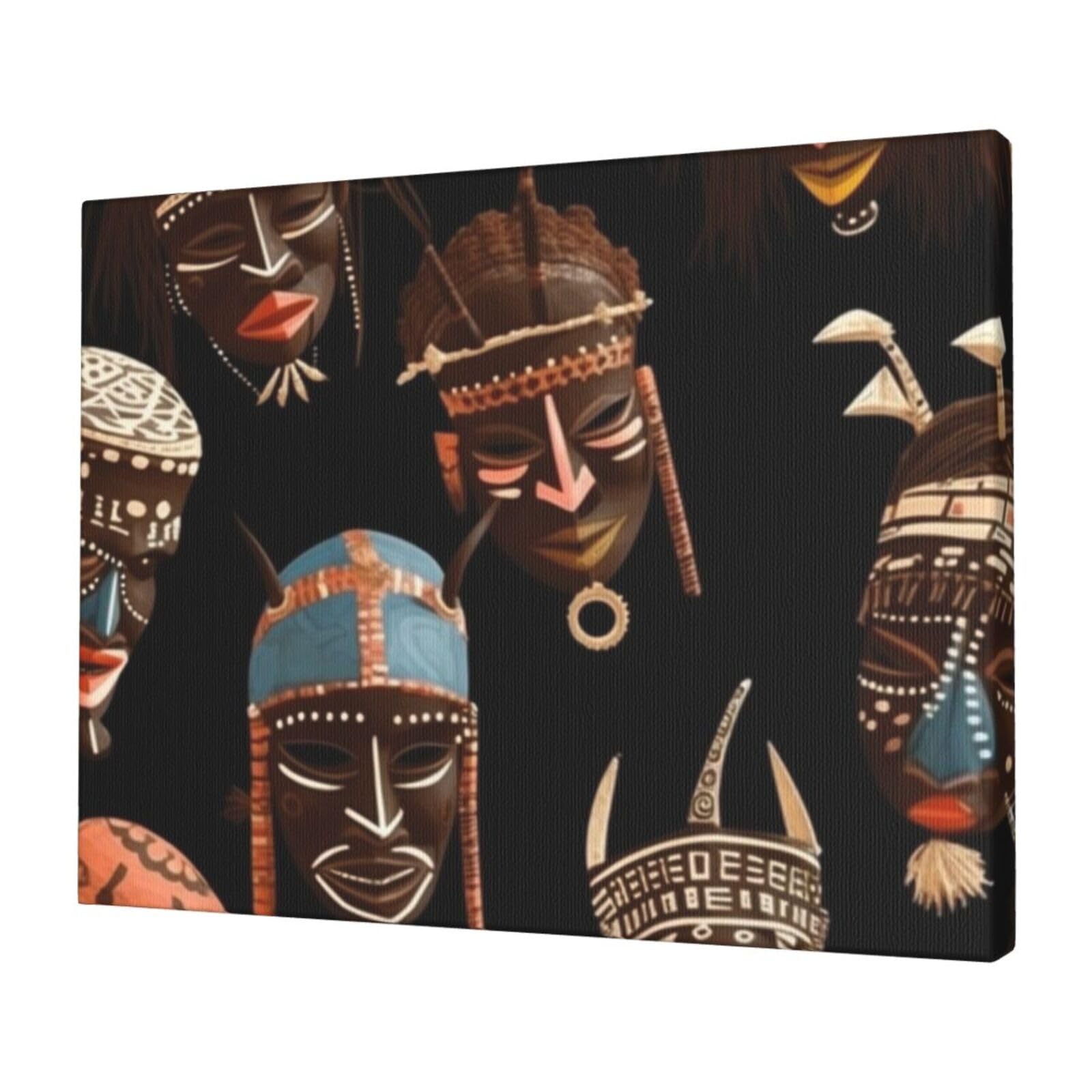 KLOPH African Ritual Ethnic Tribal Canvas Wall Art for Living Room 12"x16" Modern Artwork Painting for Bathroom Hanging Canvas Prints Aesthetic Wallart for Bedroom Kitchen Office Wall Decor