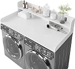 Washer Dryer Countertop with Shelf, 2-Tier Laundry Countertop Over Washer and Dryer, 54" x 27.55" Wooden Table for Folding Clothes for Laundry Room Organization and Storage (Gray)