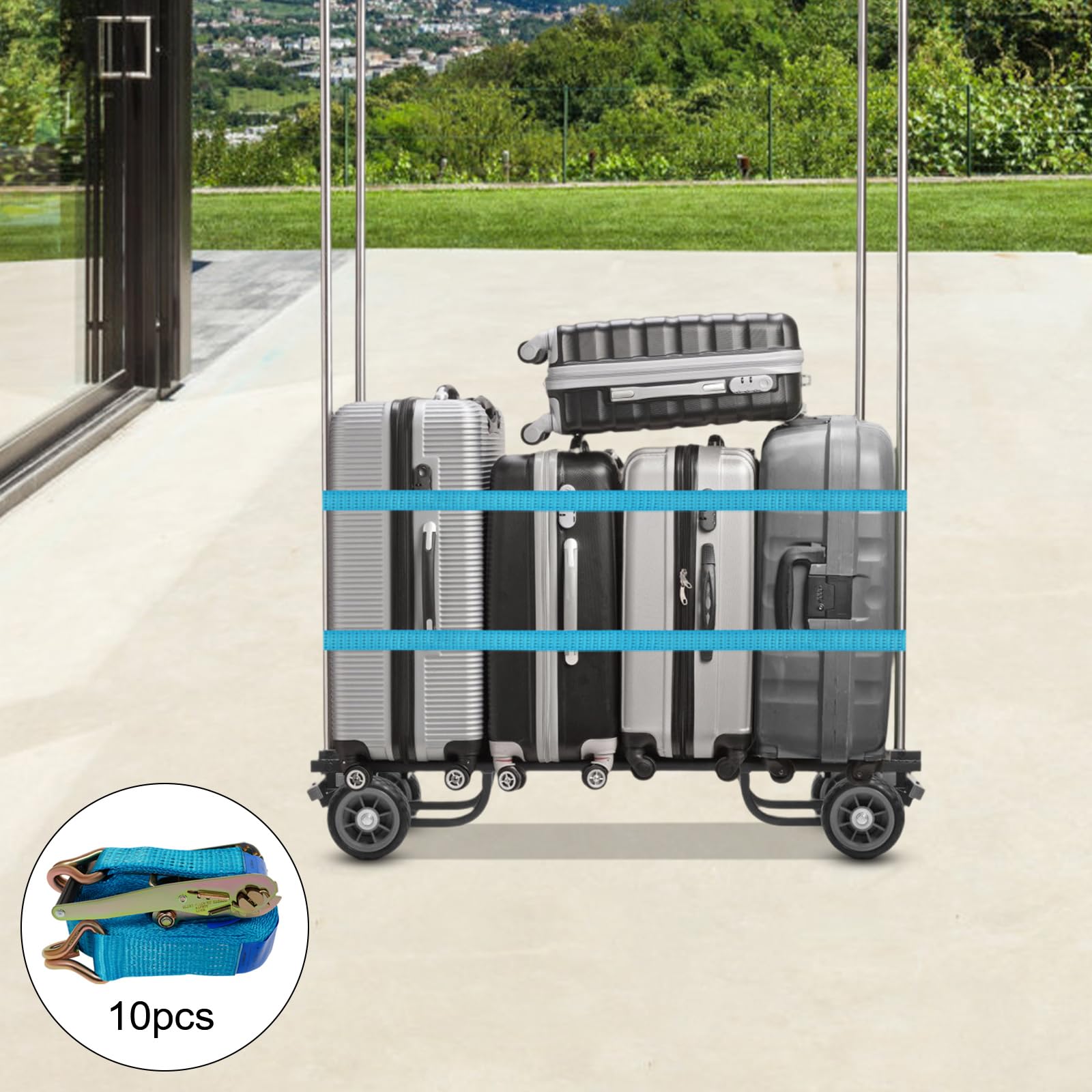 10er Set Spanngurte mit Ratsche – Hochbelastbare Frachtfixierung, 5 t Tragkraft, für Anhänger, LKW, Möbel & Maschinen (Blau, 8m)