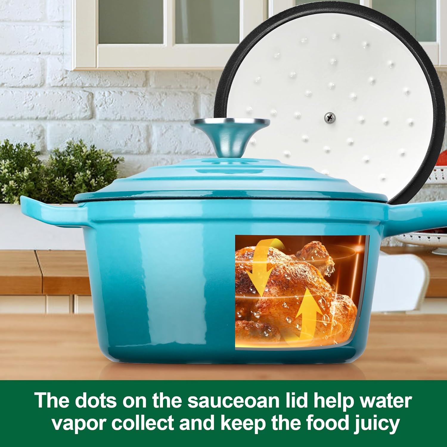 HaSteeL 2 QT Cast Iron Saucepan, Mini Enamel dutch oven with lid, Small Non Stick Pan for Milk, Pasta Tomato Sauce, Butter, Breakfast, Soup, Suitable for Boiling Stewing Frying, Easy to Clean, Green