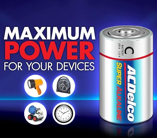 Miniatura 4 de Powermax ACDelco 24 pilas alcalinas tamaño C, batería súper alcalina, 7 años de vida útil, embalaje resellable