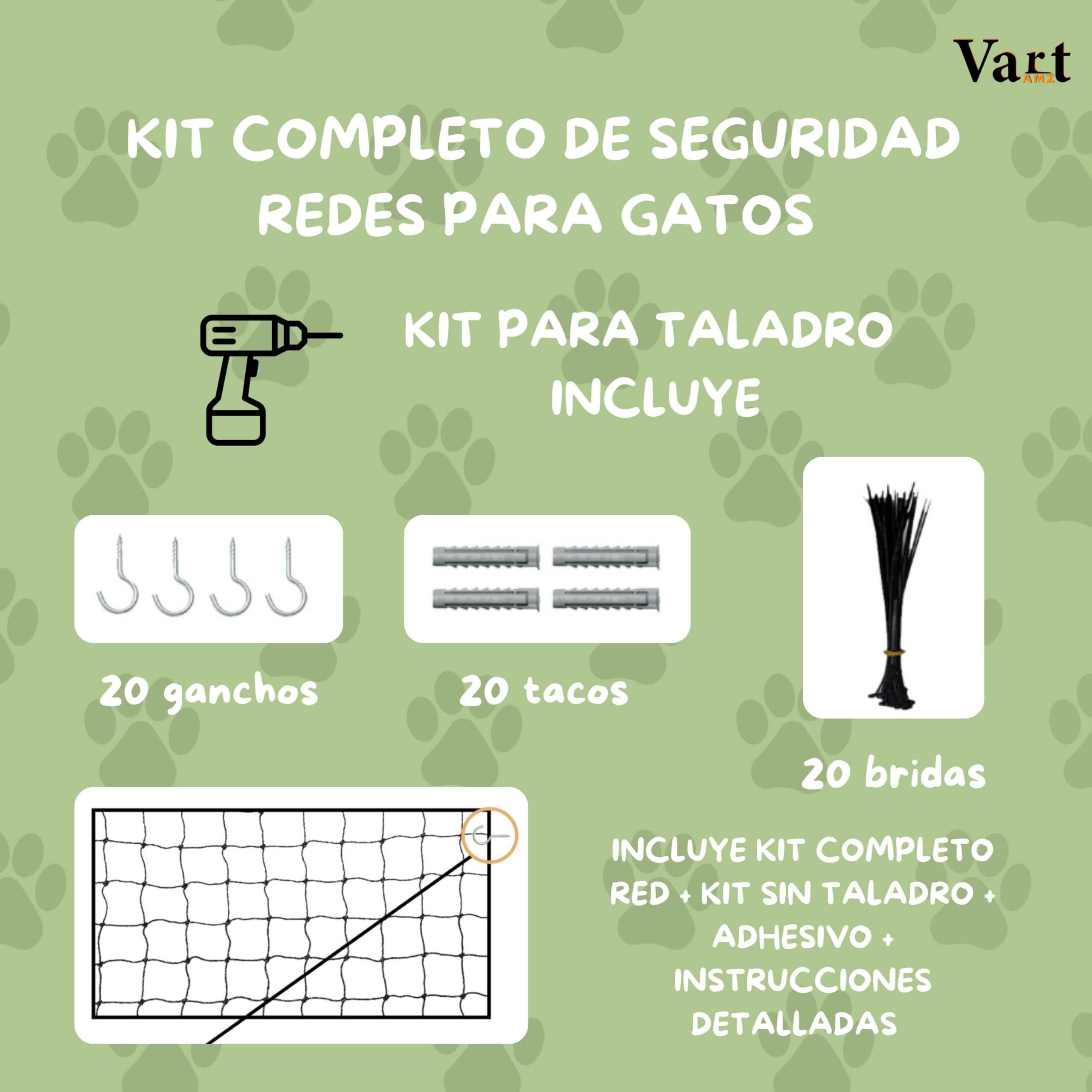 Red para Gatos Terraza y Balcón (8x3m) Reforzada con Alambre Trenzado – Malla Seguridad Negra Antimordiscos para Ventanas y Exterior, Kit Completo Instalación Sin Taladro o con Taladro