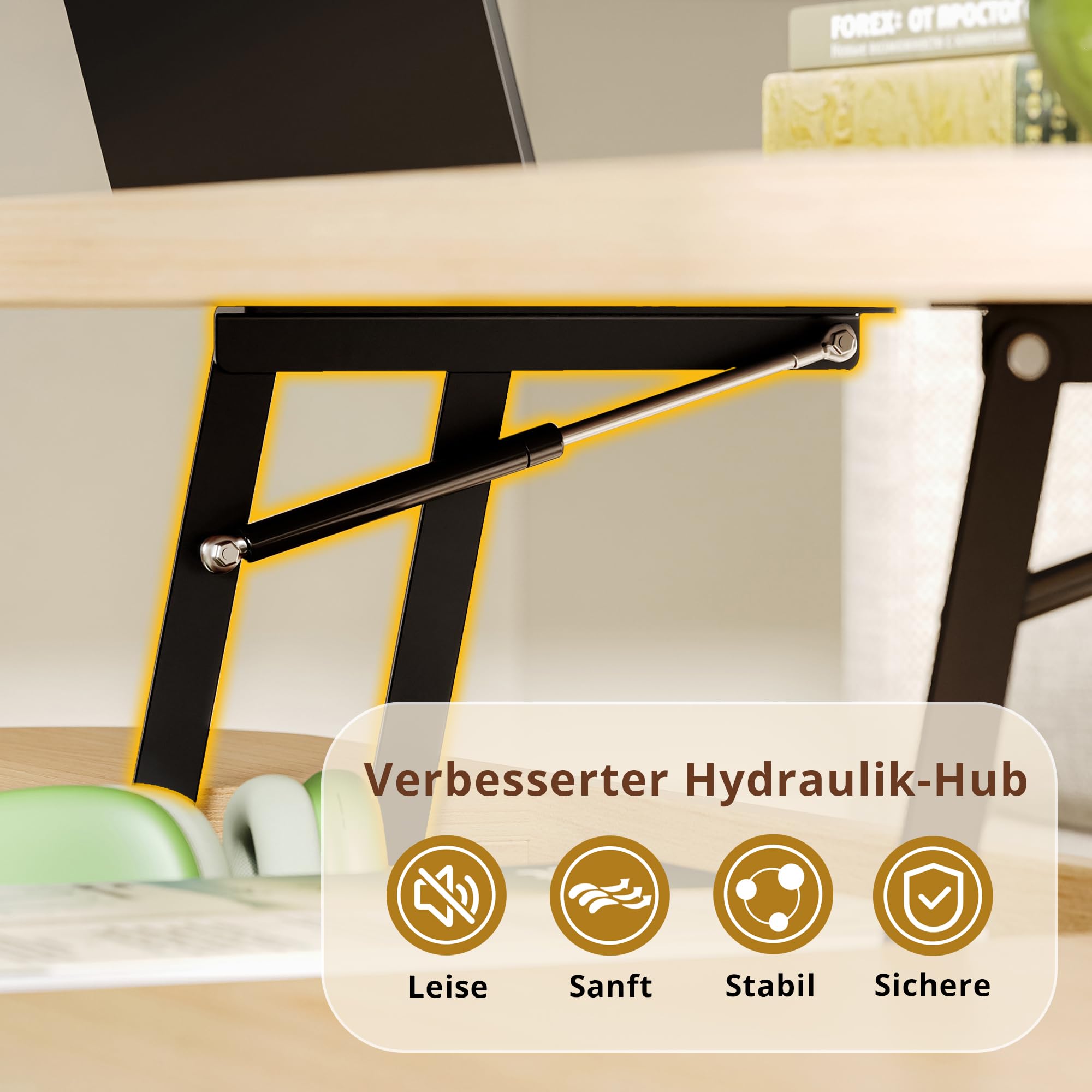 IRONCK Couchtisch höhenverstellbar, Wohnzimmertisch mit Stauraum, Holz Kaffeetisch mit Schiebetüren, verstecktes Fach, offenes Fach, für kleine Räume, Wohnzimmer, Homeoffice, 101x51x52cm, Eiche Hell