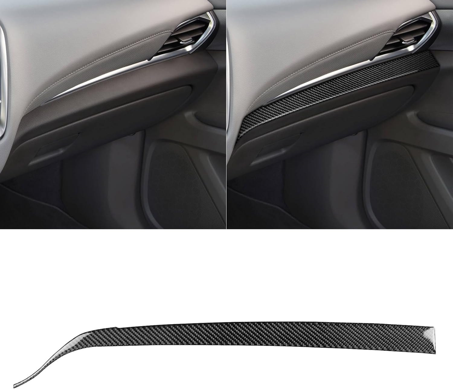 Real Black Carbon Fiber Car Co-Pilot Dashboard Panel Decorative Strip Sticker Compatible with Chevrolet Traverse L/LS/LT/Premier/High Country/RS/Redline Edition 2018 2019 2020 2021 2022 2023