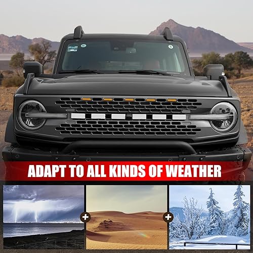 Miniatura 5 de Mabett 5 piezas de luces LED de parrilla para accesorios Ford Bronco 2021 2022 2023 2024 2025 de 24 puertas, compatibles con Badlands Wildtrak &