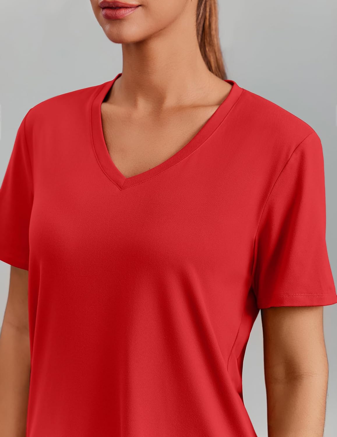 PINSPARK Soft Workout Tops for Women Short Sleeve V Neck Moisture Wicking UPF 50+ Sun Protection Quick Dry Gym Shirts - Image 4