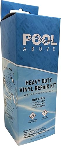Miniatura 2 de Kit de parches de reparación de vinilo con pegamento de 4 oz.  Funciona bajo el agua  Incluye 24 parches de revestimiento de piscina