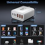 USB C Charger Block,65W 6-Port Multi Device Fast Charger PD QC Wall Adapter | GaN technology saves space and reduces heat,ideal for home,office,travel,wide compatibility for iphone and USBC devices(White