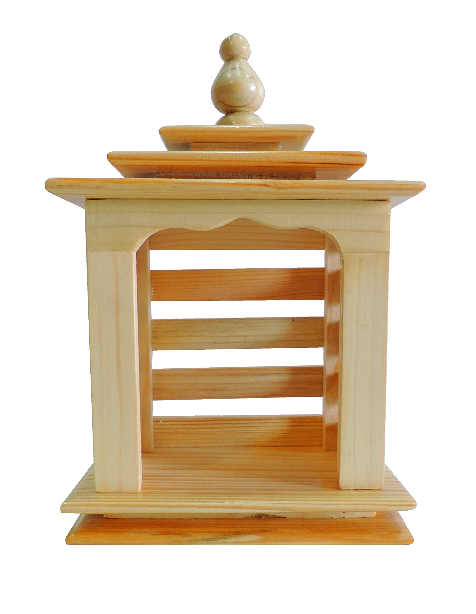 Epraiser E-551 (Size-Small ; 8.5"x5.5"x3") Handcrafted Polished Wooden Classic & Tradional Decorative Table Top Mini (Small) Temple for Home, Shops and Workplaces.
