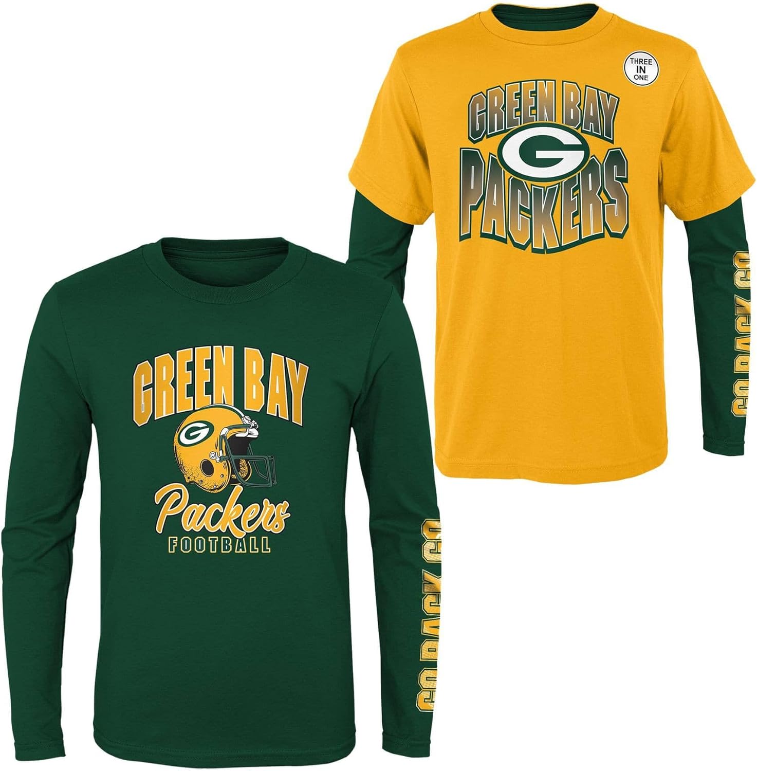 NFL Boys Youth 8-20 Game Day Team Color 3 Pack T-Shirt and Long Sleeve Combo Shirt Set