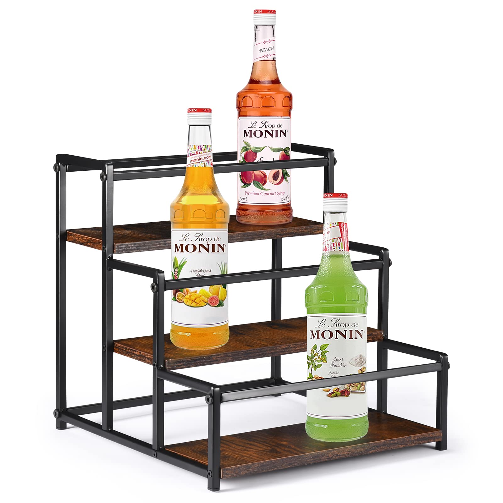 GADFISH Coffee Syrup Rack Organizer, 3 Tier Syrup Bottle Holder Stand for Coffee Bar, 12 Bottles