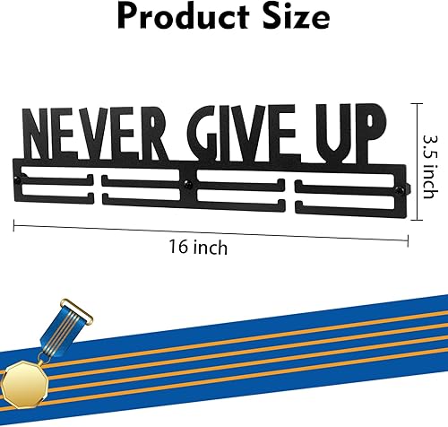 Miniatura 2 de Yerliker Soporte para medallas, marco para más de 40 medallas, soporte para medallas deportivas y cinta con barras fáciles de colgar, estantes de