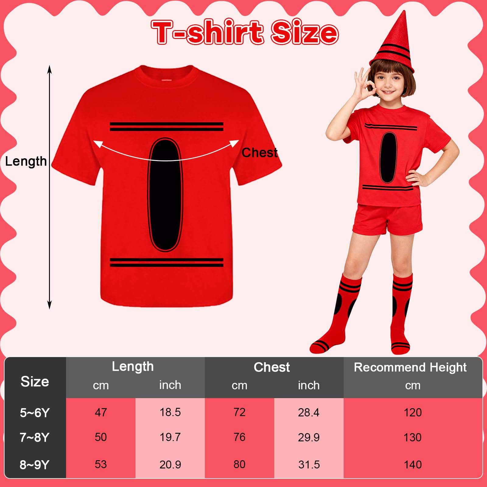 Ainvliya Crayon Costume Kids Set, World Book Day 2026 Full Costume Kids - Image 2