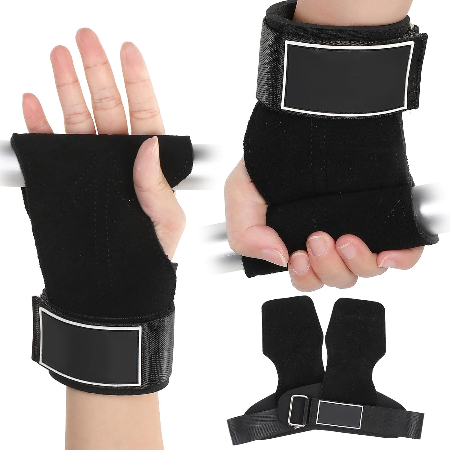 Wrist Straps for Weightlifting, Enhanced Grip for Optimal Hand Wrist Protection, Heavy-Duty Support for Gym, Gym Lifting Straps (Black)