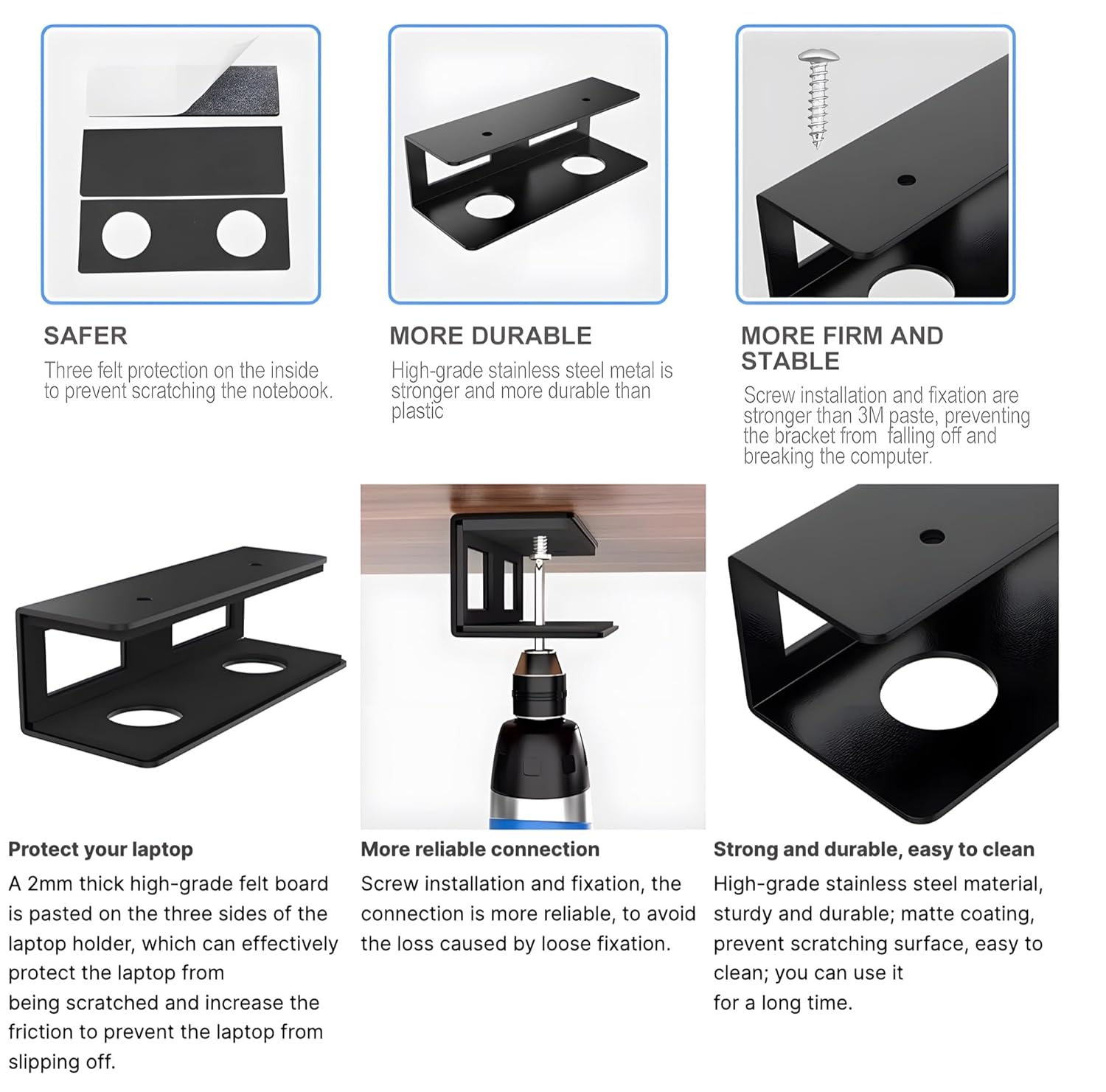 24x7 eMall Under Desk Laptop Holder Wall Mount Holder for Laptops, Carbon Steel, Scratch Resistant Strips, Adjustable Mounts Use Slide In And Slide Out Design. Device Thickness Should Not exceed 35mm. 13 719H6KfeRPL. SL1500