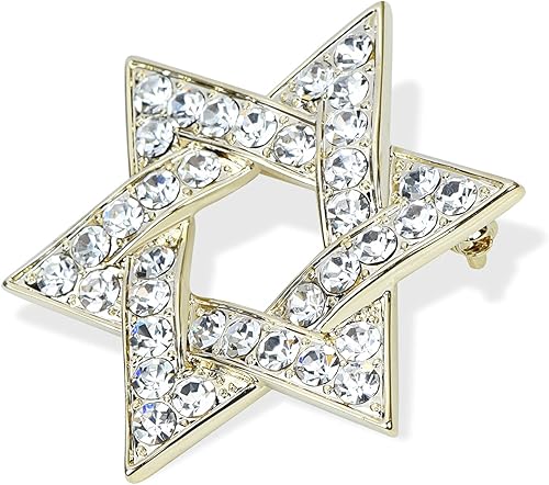 Miniatura 2 de VVCome Broche de estrella de David con diamantes de imitación y estrella de David, broche de solapa espiritual
