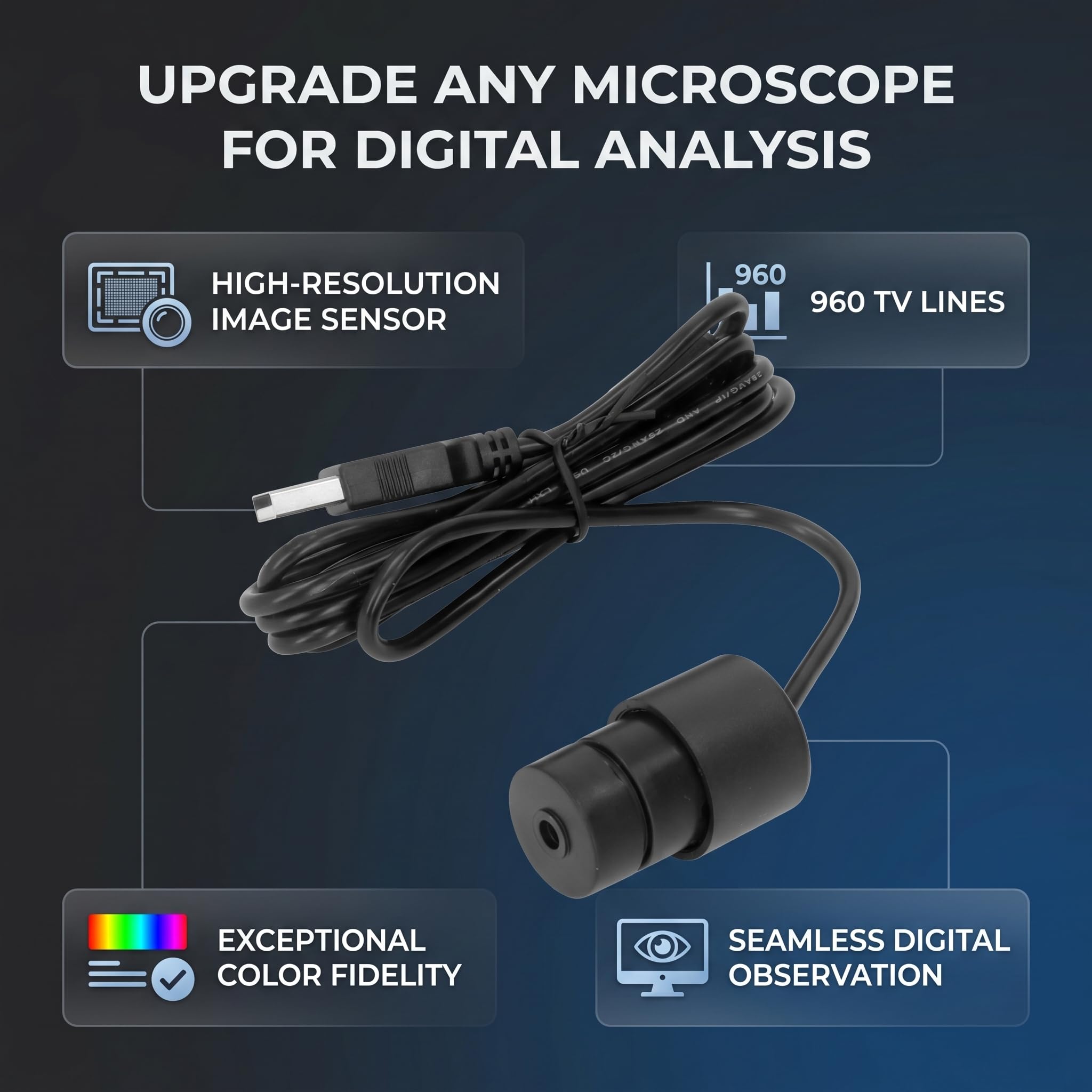 Cámara USB Digital para Microscopio 92MP, Ocular Electrónico Compatible con Microscopios Estéreo, Ideal para Aula y Educación Científica