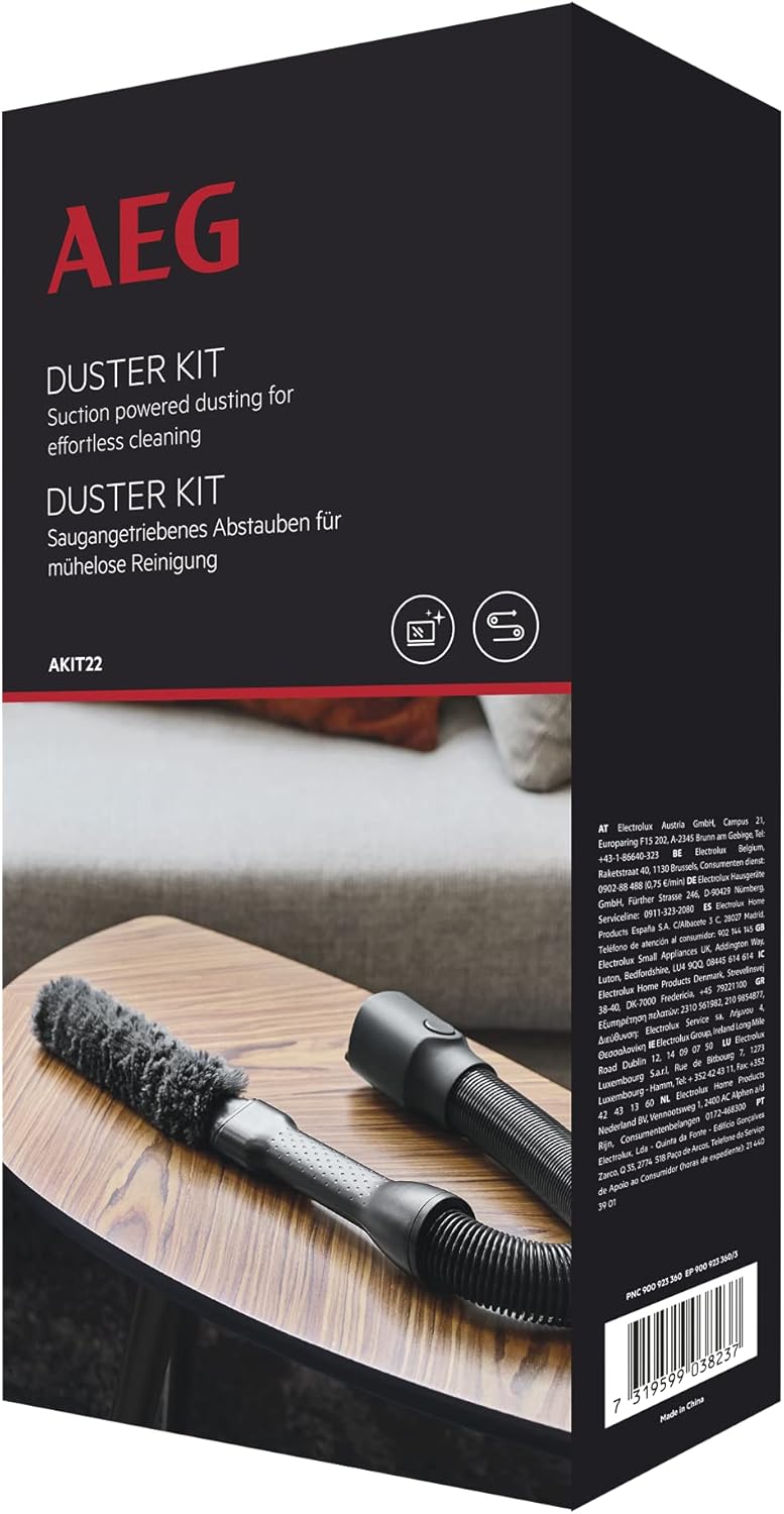 AEG AKIT22 FX8 Duster Kit (Feather Duster, Extra Coating, Washable, Flexible Suction Hose, Black