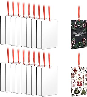 Wyleaves Sublimation Ornament Blanks, 20 PCS Sublimation Blanks Double Sized MDF Christmas Sublimation Ornaments Bulk for Gift Decoration, Vertical Rectangle