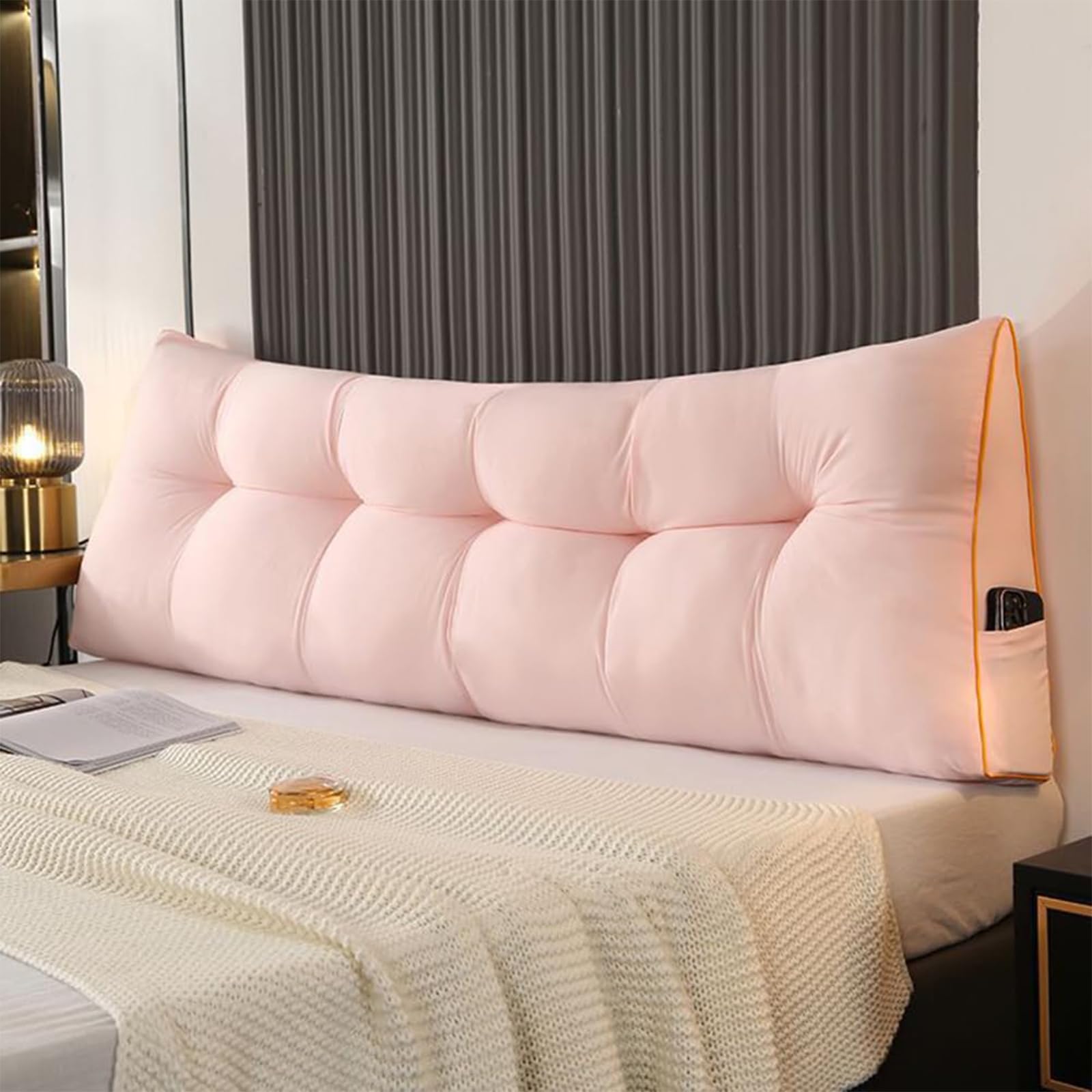 8,150cm, Headboard Support Bolster Pillow, Waist Backrest Cushion, Removable Triangular Wedge Headboard Cushion for Bedroom Couch