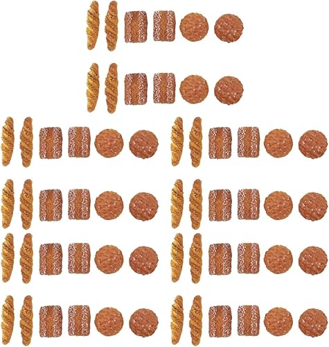 Yardwe 60 piezas de decoración de pan de casa de muñecas en miniatura, accesorios de pan de postre realistas de resina para modelo de escena de