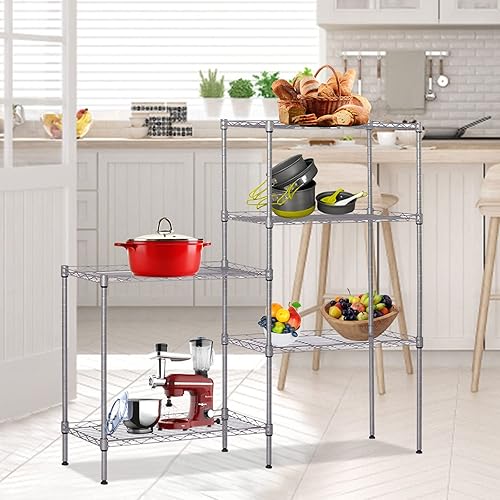 Miniatura 5 de BELANITAS Estantes de almacenamiento de metal, estantería de alambre de 5 niveles con certificación NSF, estantería de alambre de 21 x 11 x 59