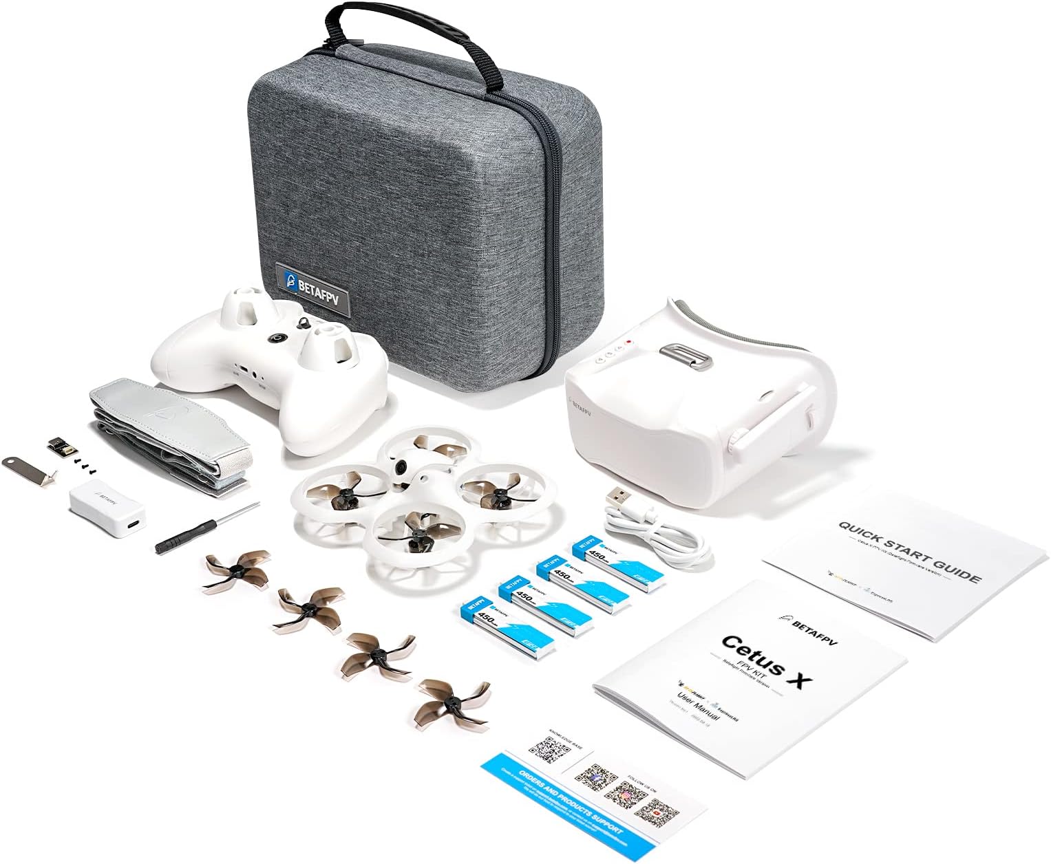 BETAFPV Cetus X FPV Kit with Betaflight FC LiteRadio 3 Transmitter C04 Cam VR03 Goggles with DVR Recording Function, Supported 2S Power Advanced RTF Kit for FPV Beginners to Fly Faster Further-ELRS V3