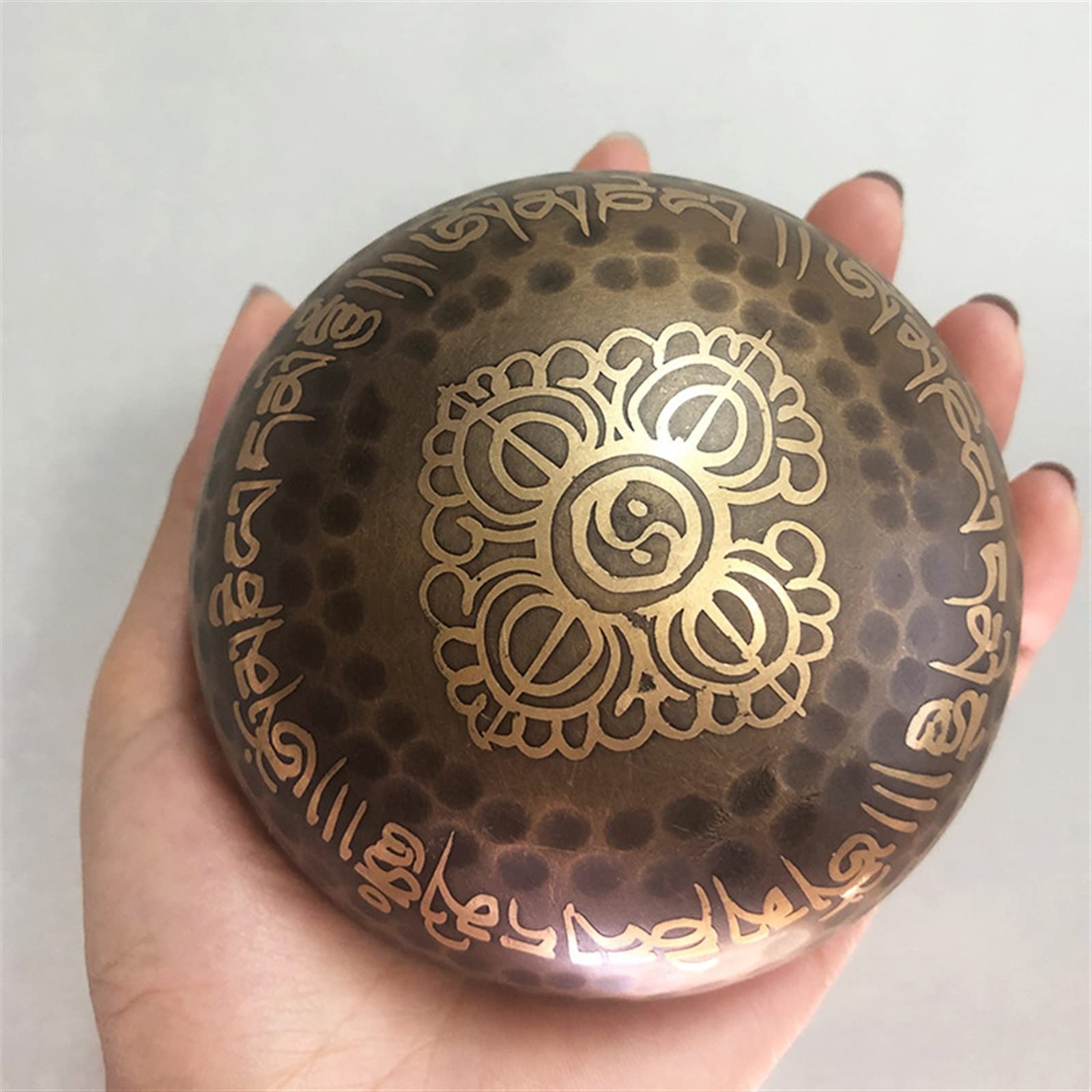 Campana tibetana, set di campane tibetane, con vassoio in seta e bastone in legno, calibro da 9 cm, questa ciotola per canto buddista, ideale per l'editazione dello yoga e la guarigione del suono