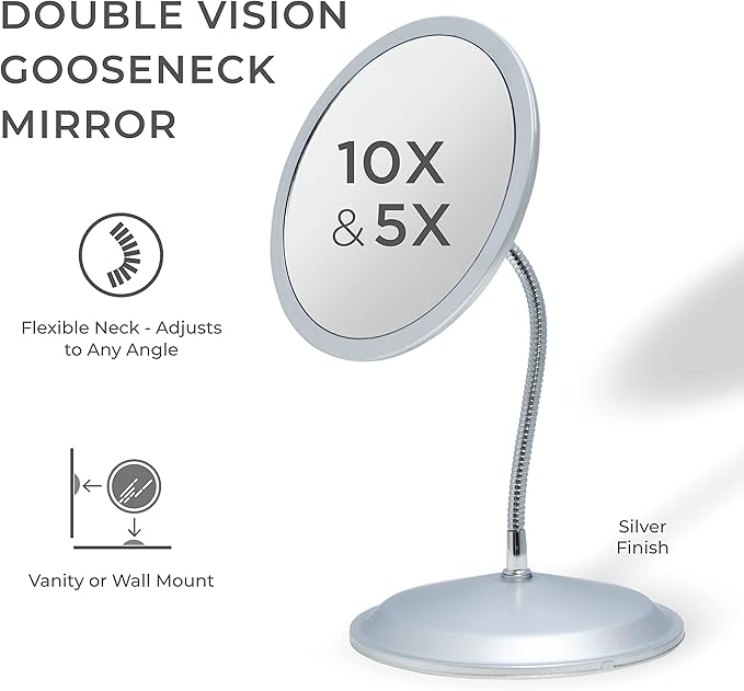 Espejo de Maquillaje Zadro Doble Visión con Cuello Flexible 5X/10X miniatura 2