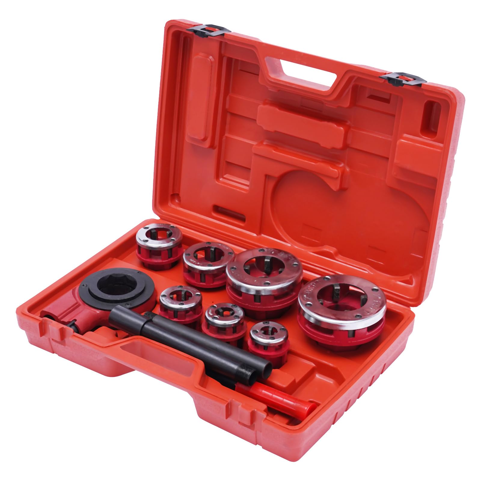 Ratchet Pipe Threader Kit Ratcheting Pipe Threading Tool Set W/ 7 Dies And Storage Case 3/8