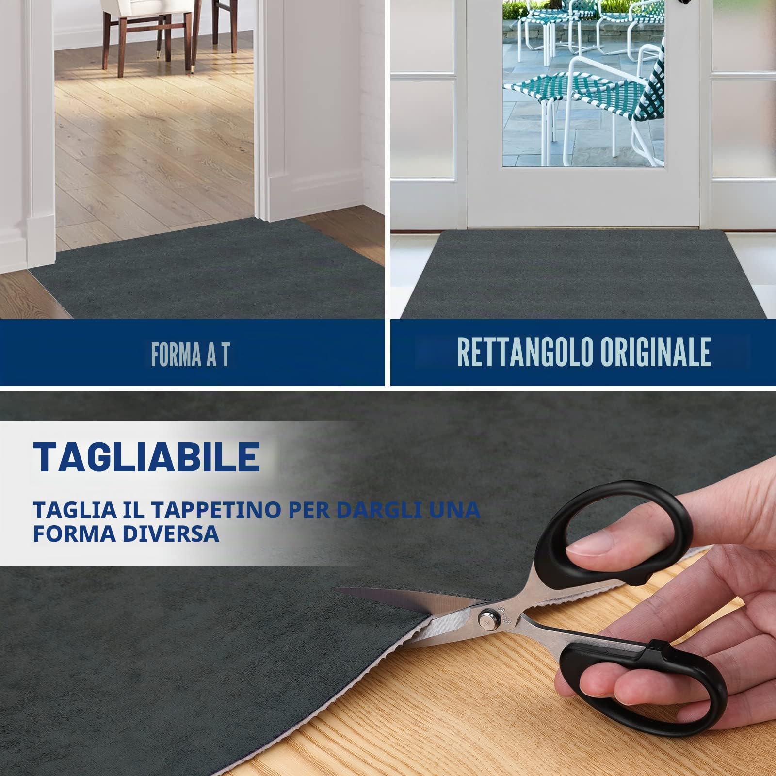 DFIONC - Zerbino per interni, lavabile, zerbino catturasporco, super sottile, resistente, tappeto da cucina assorbente, zerbino antiscivolo, per interni