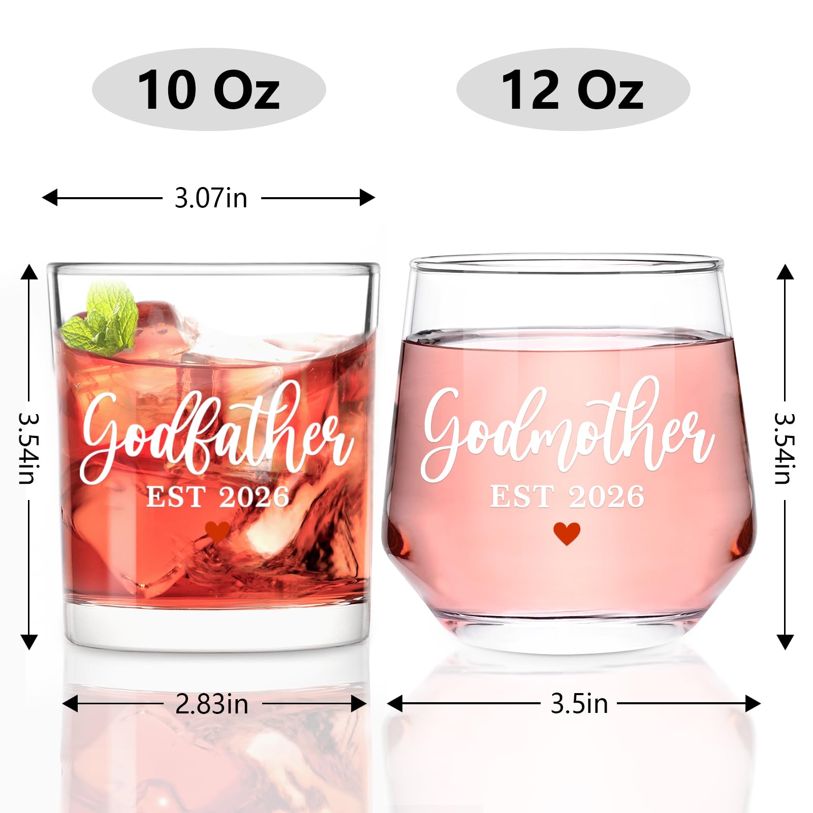 Futtumy Godparents Proposal Gift, Godfather Godmother EST 2026 Whiskey Wine Glasses for Birthday Christmas Mothers Day Fathers Day, Godmother Proposal Gift, Baptism Gifts for Godparents from Godchild