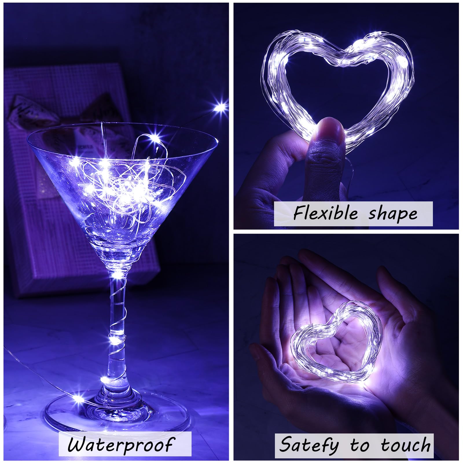 Macarrie Guirnalda de 12 luces USB de 33 pies, 100 luces LED alimentadas para interiores y exteriores, boda, fiesta, árbol, hogar, festival, decoración de jardín