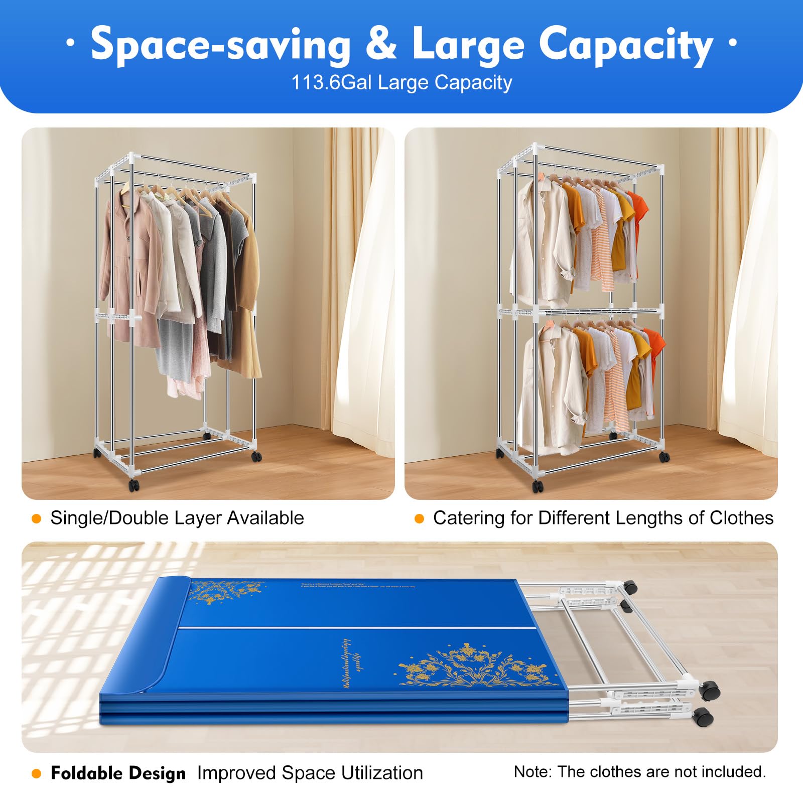 Asciugatrice elettrica, Stendibiancheria portatile Armadio pieghevole a doppio strato Design Dryer Machine Armadio a secco ad aria calda e fredda con timer
