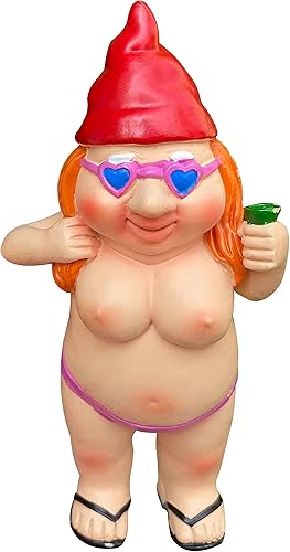 Miniatura 5 de 2 estatuas de gnomos desnudos de 5 pulgadas, gnomos traviesos, divertidos, sexy, de resina, nudos, para el hogar, interiores o exteriores, césped,