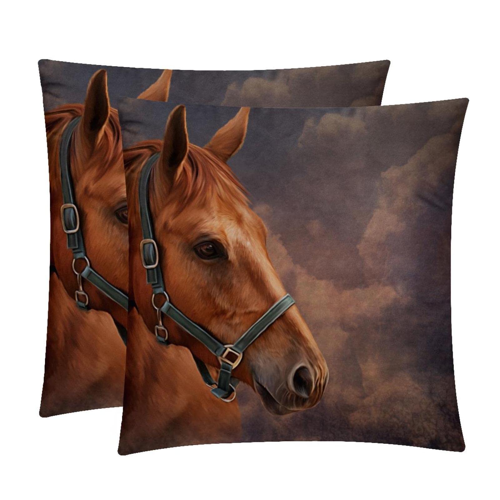Housses de coussin lombaire douces lot de 2 décor maison de ferme animal cheval