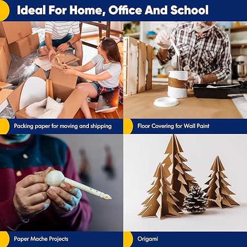 Vista 5 de Vanhench 15"x 1200"(100') Brown Wrapping Paper, Craft Paper, Kraft Paper, Thanksgiving Gift Wrapping Bulletin Board Arts & Crafts, Bouquet Flower