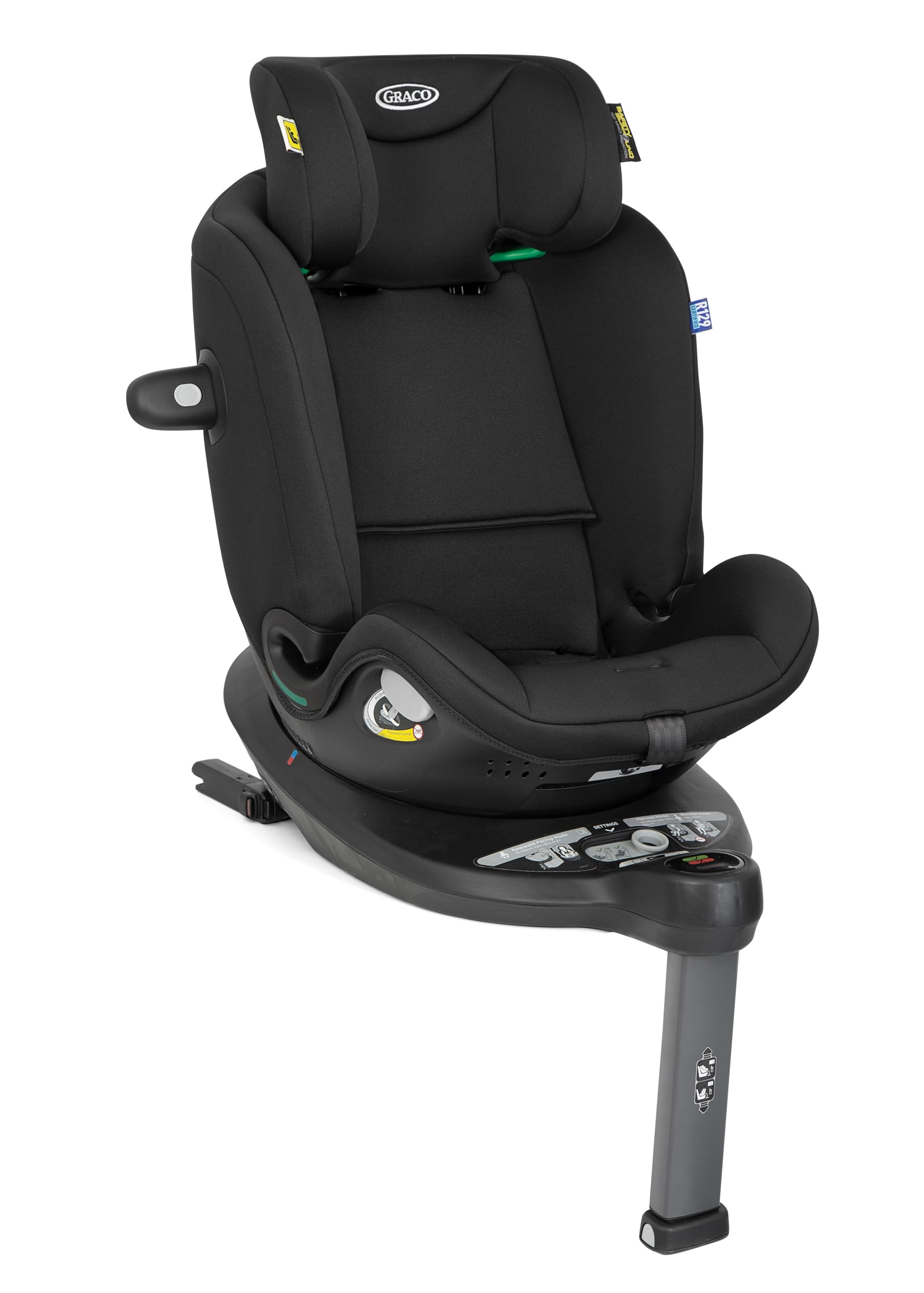 Graco - Turn2Me™ Grow i-Size R129 Silla de coche giratoria 360° con ISOFIX 3 en 1 multiedad, de 40 a 125 cm (desde el nacimiento hasta los 7 años aprox.), color Midnight