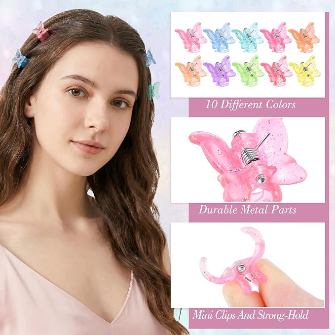 Set de 80 mini pinzas mariposa para cabello pequeño miniatura 4