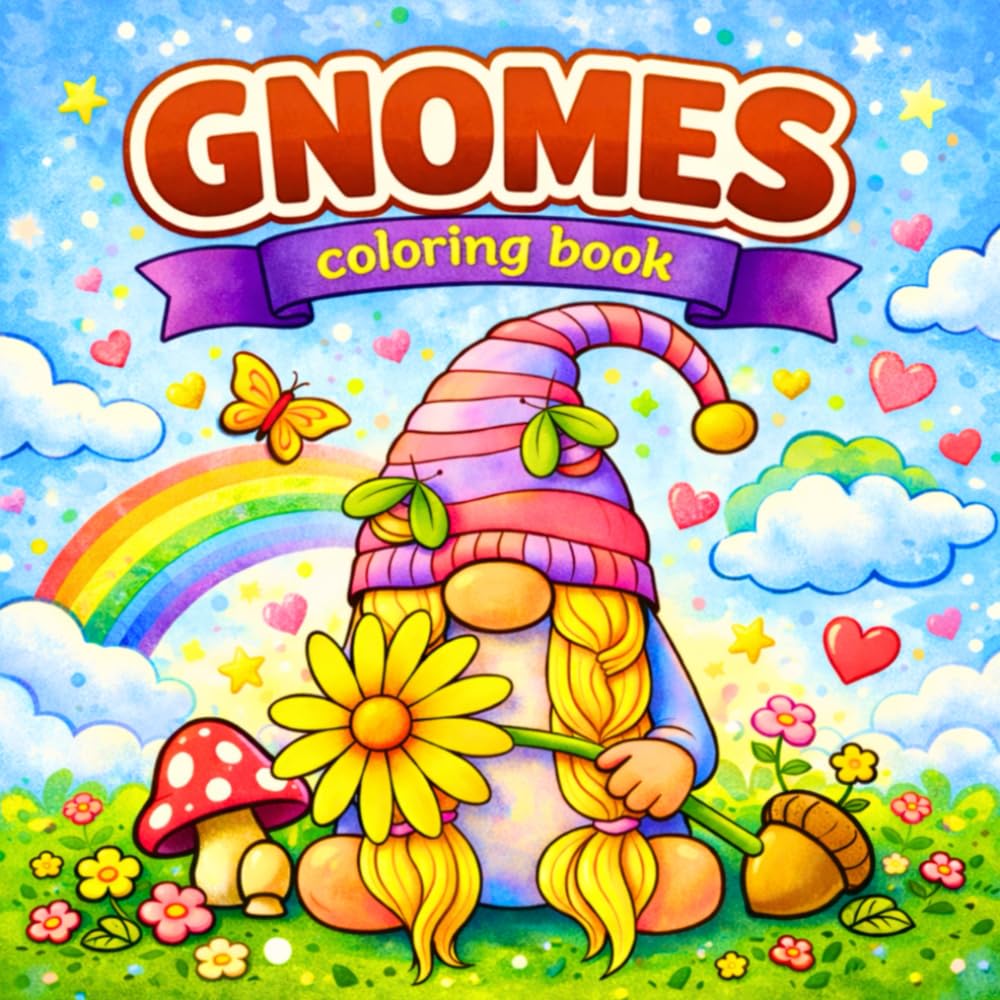 Gnomes Coloring Book: 50 Cute, Bold and Easy Gnome Coloring Pages for Relaxation - Simple, Cozy and Adorable Designs (Cozy Vibes Coloring)