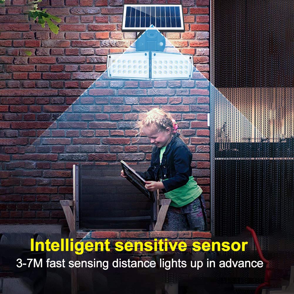 Luci solari da Esterno, Luce di Sicurezza con sensore di Movimento Solare con 3 modalità e grandangolo, IP65 Lampade da Parete solari Impermeabili per Patio, Cortile, Giardino, Garage