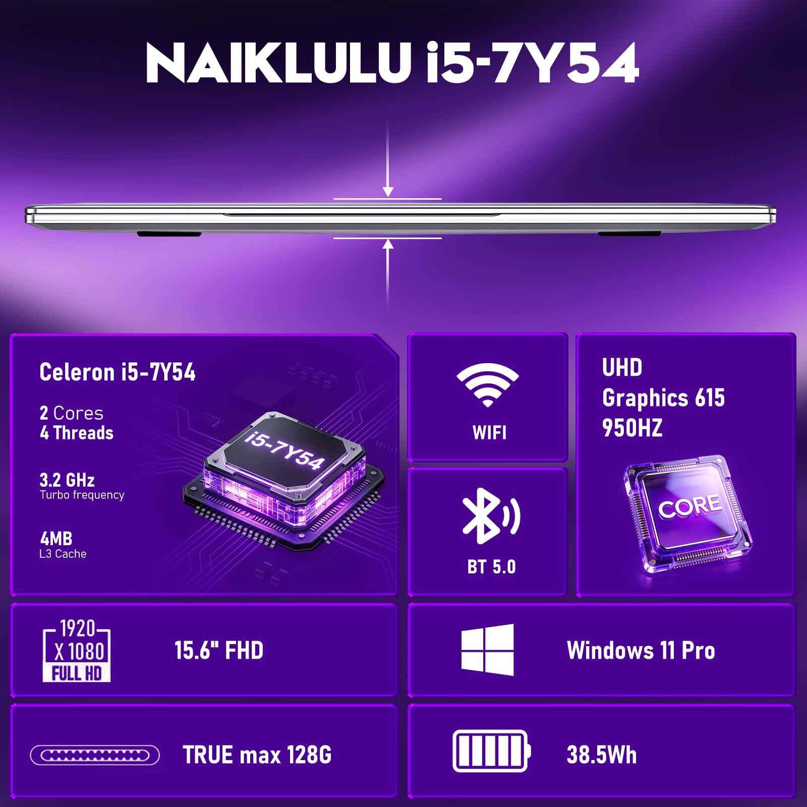 Laptop 15.6 Inch i5 7Y54 16 GB 512 GB SSD 2026 - Dettaglio