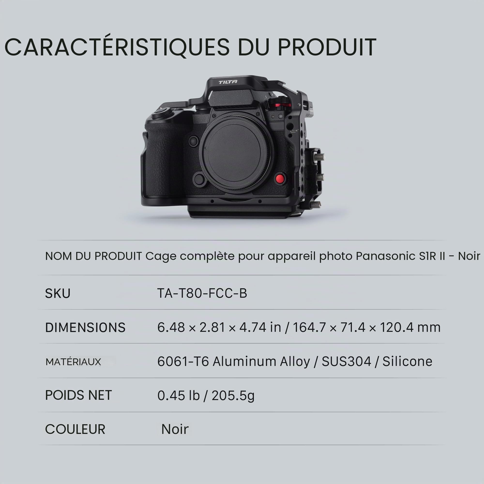 Tilta Cage complète pour Appareil Photo Compatible avec Panasonic S1RII, S1II, S1IIE, S5II et G9II - Noir | Pince HDMI/USB-C, Griffe, Filetage 6,35 mm - 20 et 3/8" - 16 Fils | Clé Allen et Fente