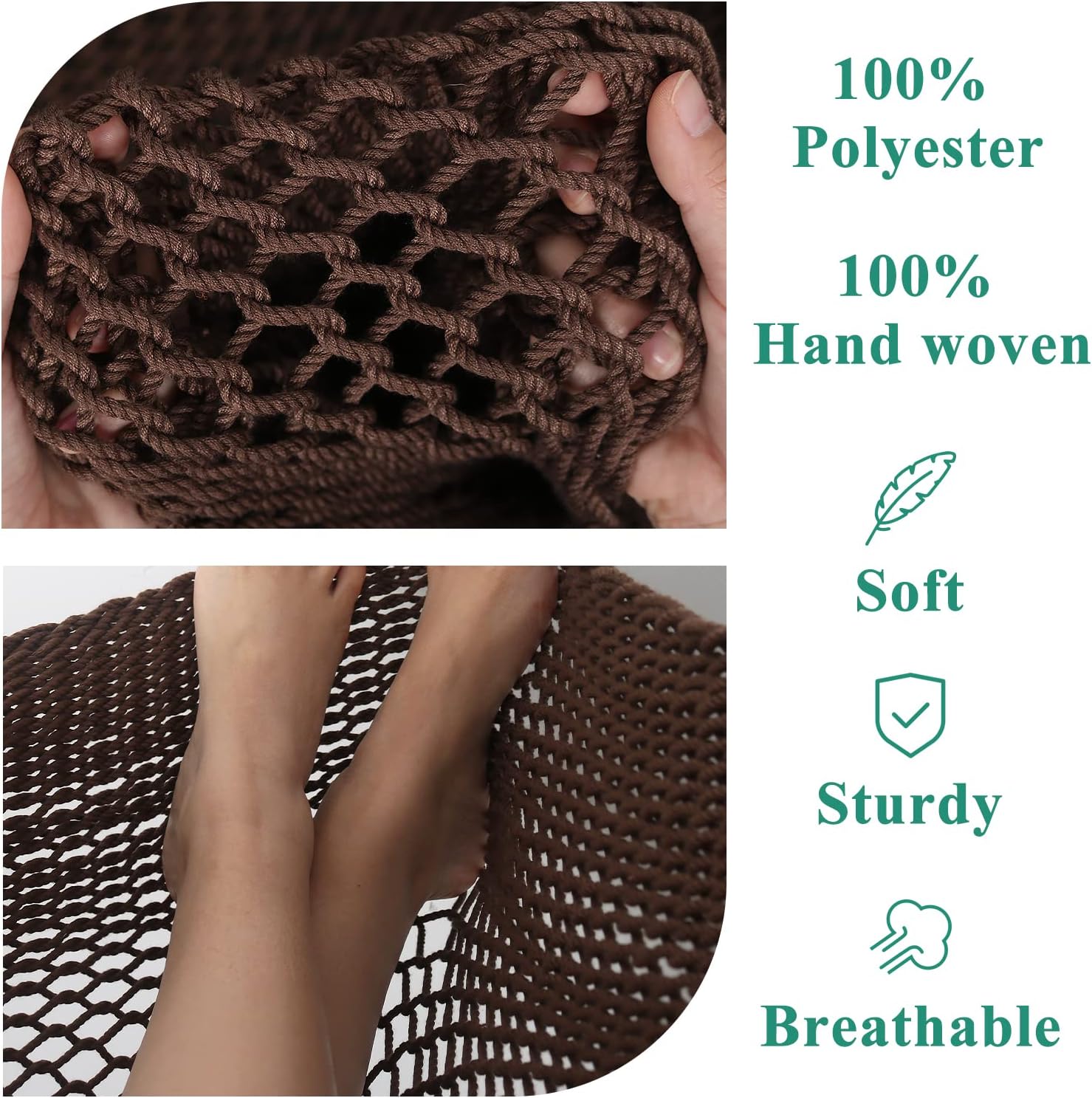 Large Caribbean Hammock Chair with Hanging Hardwear Kits, Indoor Outdoor Hanging Chair with Spreader Bar and 2 Hanging Hooks