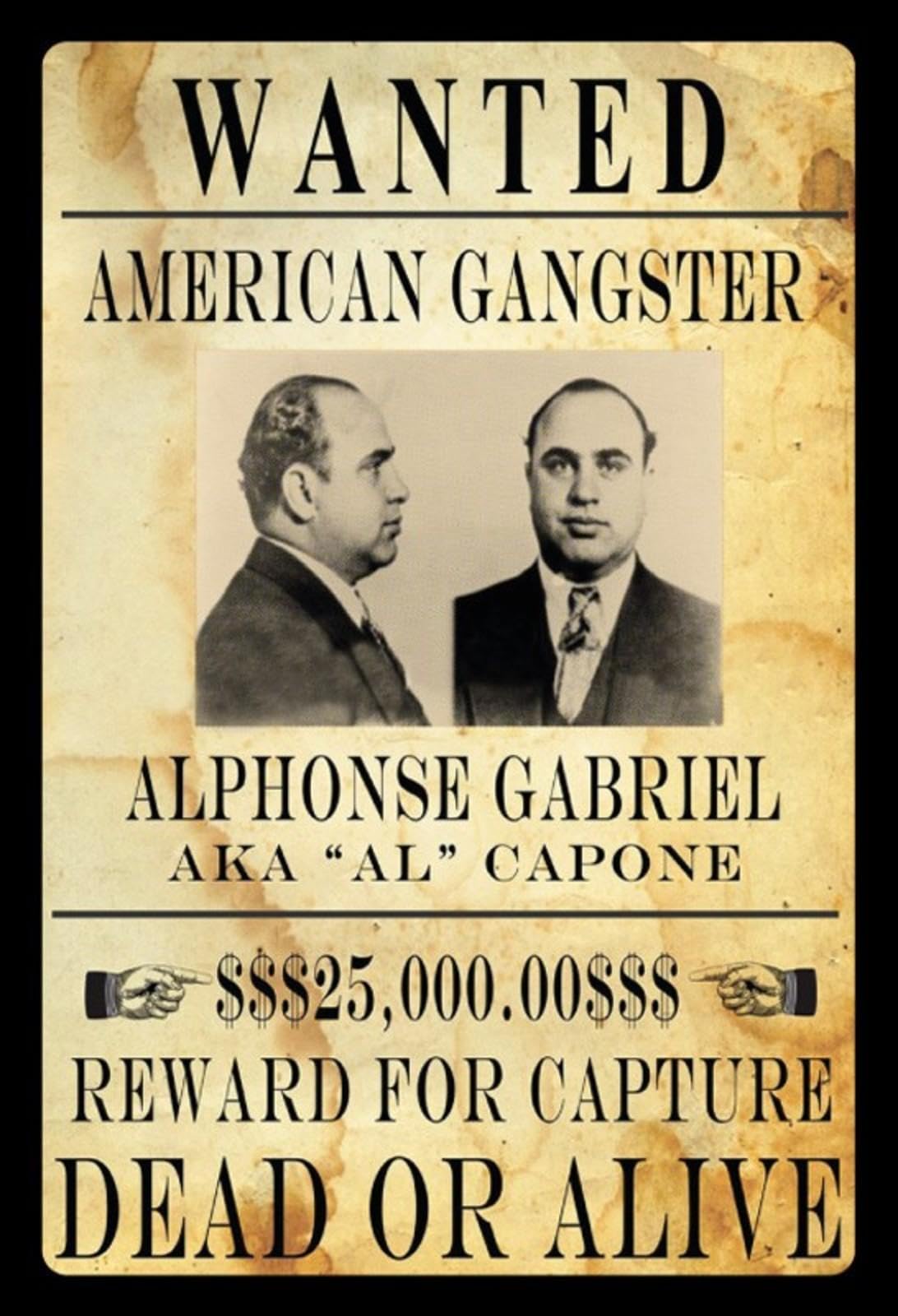 Blechschild 'Wanted Al Capone' – 20x30 Cm, Vintage-Design, Wetterfest, Aus Stahlblech