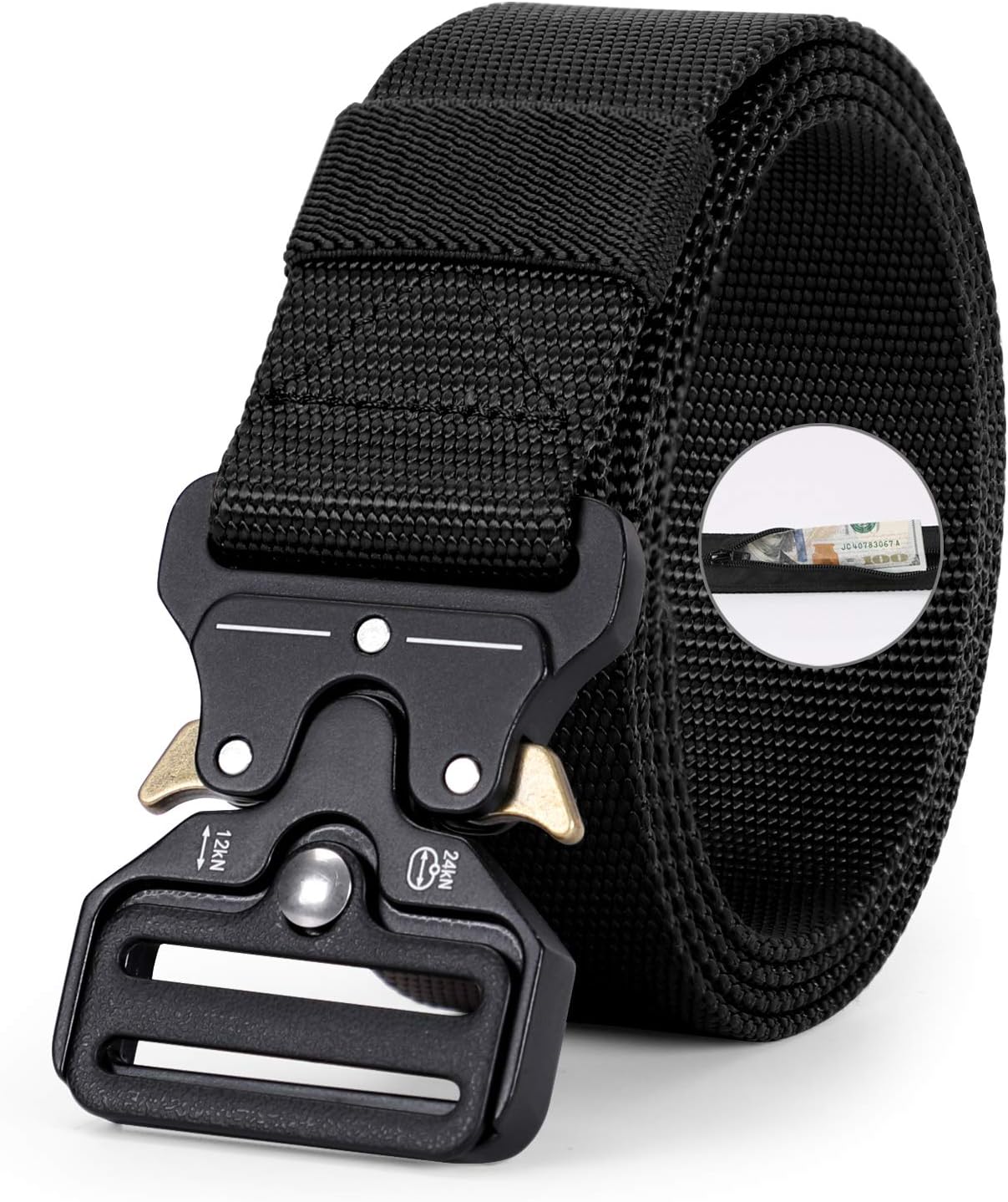 WERFORU Tactical Belt, Military Style Webbing Riggers Nylon Belt with Heavy-Duty Quick-Release Metal Buckle 1.5 Inches Wide
